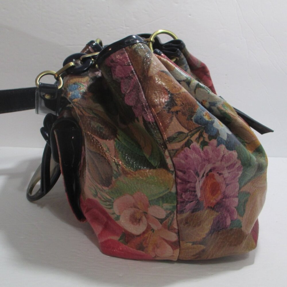 VTG Sharif Originals Floral Patent Leather Handbag Shoulder Bag Purse 14x9x6 - Picture 5 of 13